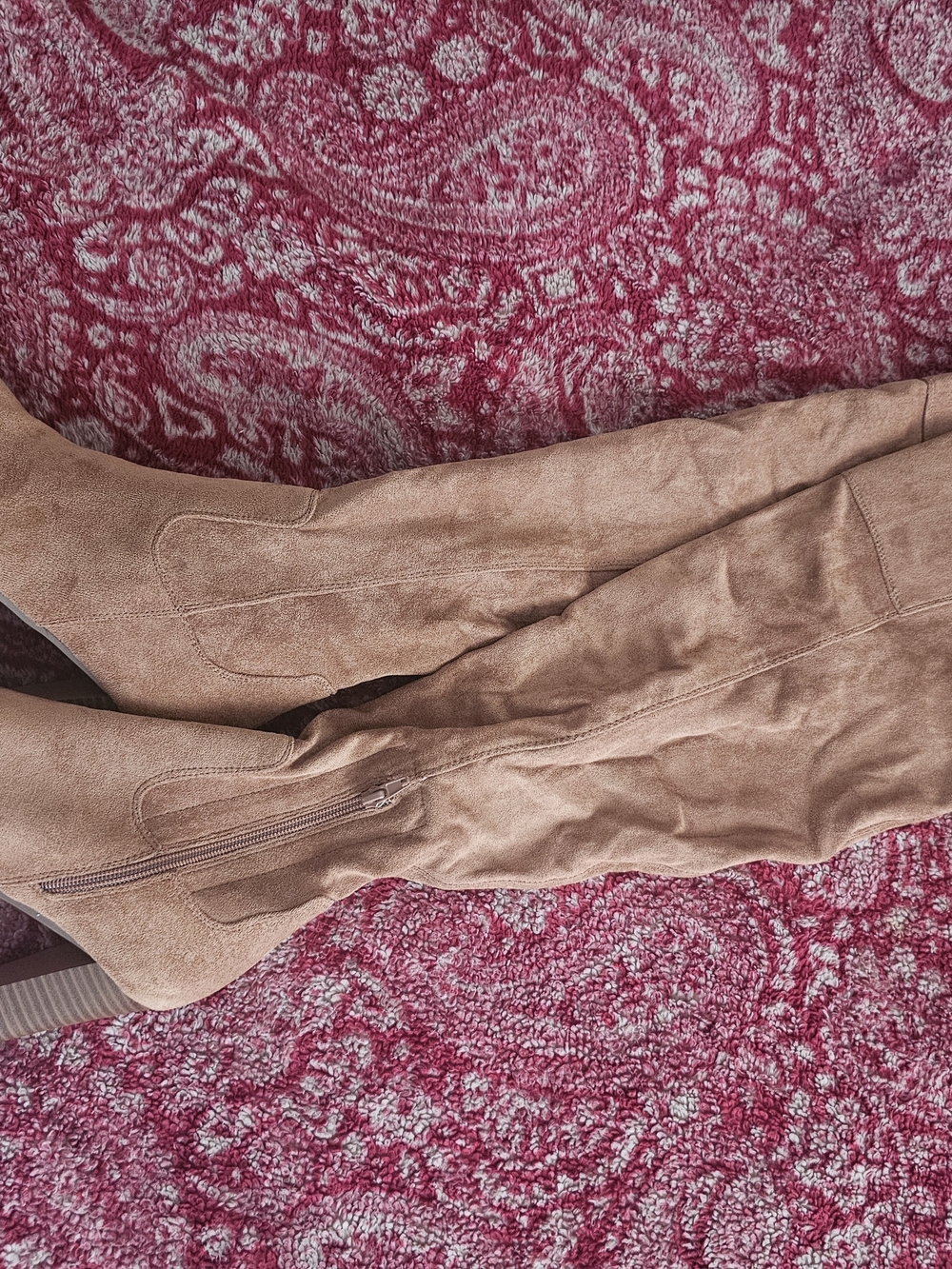 Suede Over-the-Knee Boots in Taupe